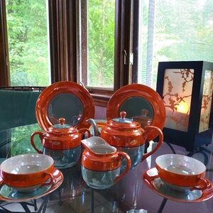 Vintage Lusterware tea set, dessert plates + extra!